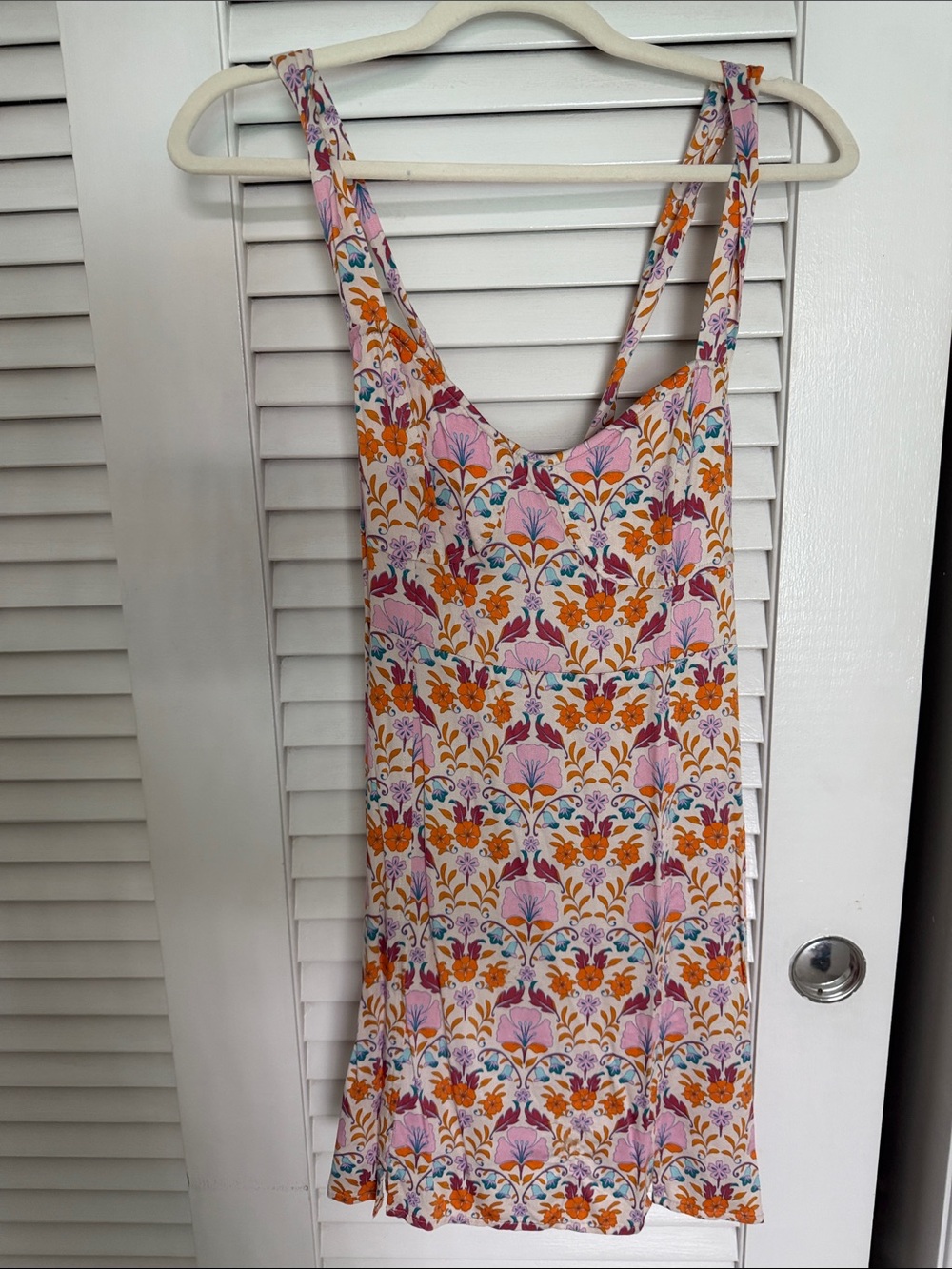 Free People Floral Mini Dress in Pink, Orange, Blue